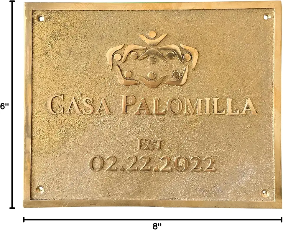 Sam Star Cast Brass Custom Signs & Plaques| Custom Size, Custom Message| Home Decor Wall Mount Sign Plates| Shiny Brass Finish (8X6 IN)