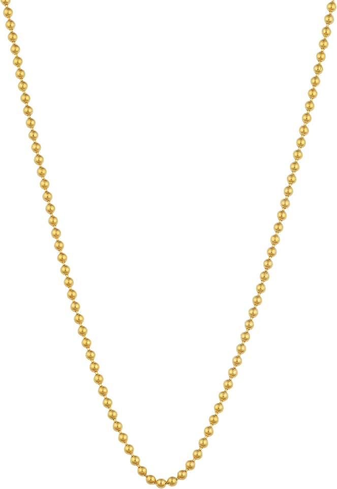 Kooljewelry 14k Yellow Gold 1 mm Shiny Bead Ball Chain Necklace
