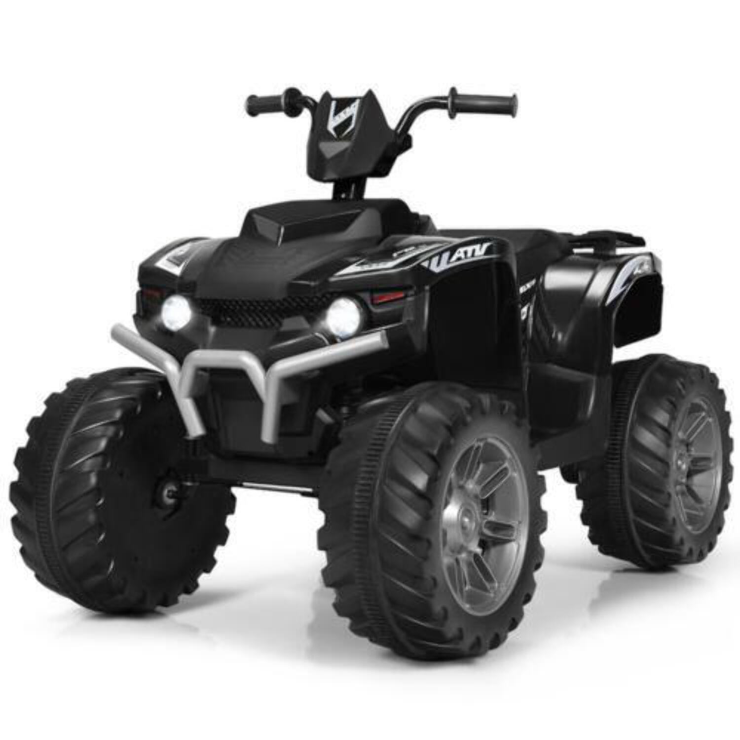 12V Electric ATV Quad for Kids with Music, LED Lights, and Black Finish