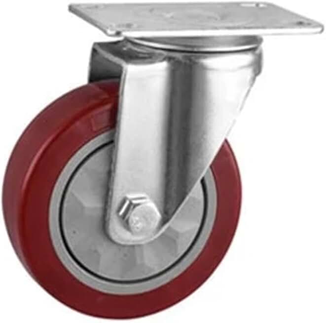 3/4/5inch Medium Size Jujube Red Casters Flat Plate Brake Universal Rolling Wheels Silent Bearing PVC 4Pcs(Color:Universal,Size:4 Inch)