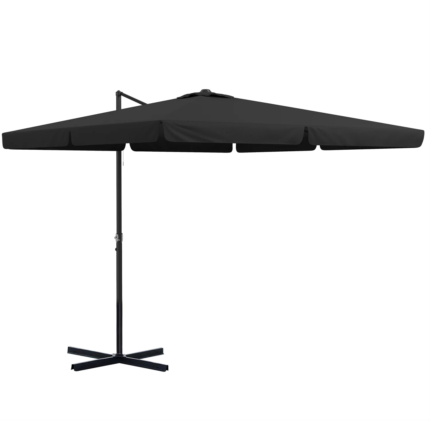 imerelez 10' Cantilever Patio Umbrella, Square Offset Umbrella with Tilt, Crank, Cross Base, Aluminum Pole and Air Vent, Hanging Umbrella for Garden, Pool, Backyard, Gray
