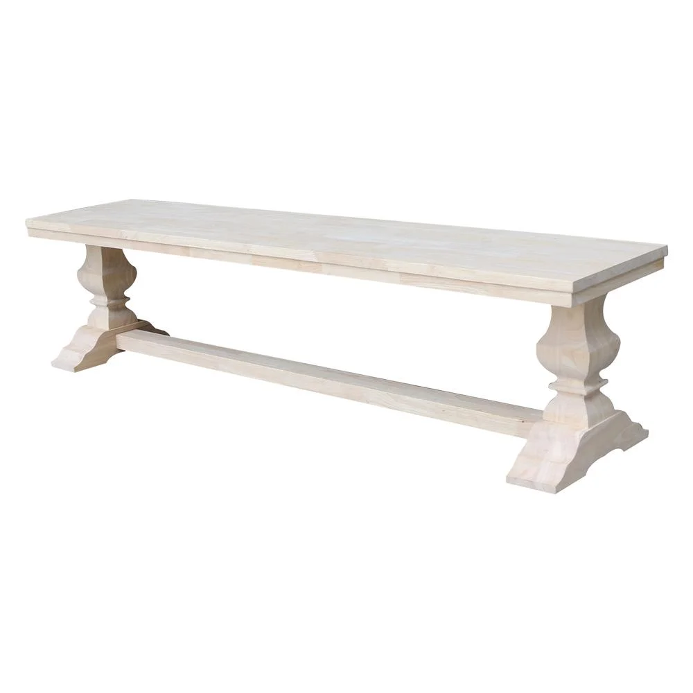 International Concepts Solid Wood Trestle Bench, Unfinished