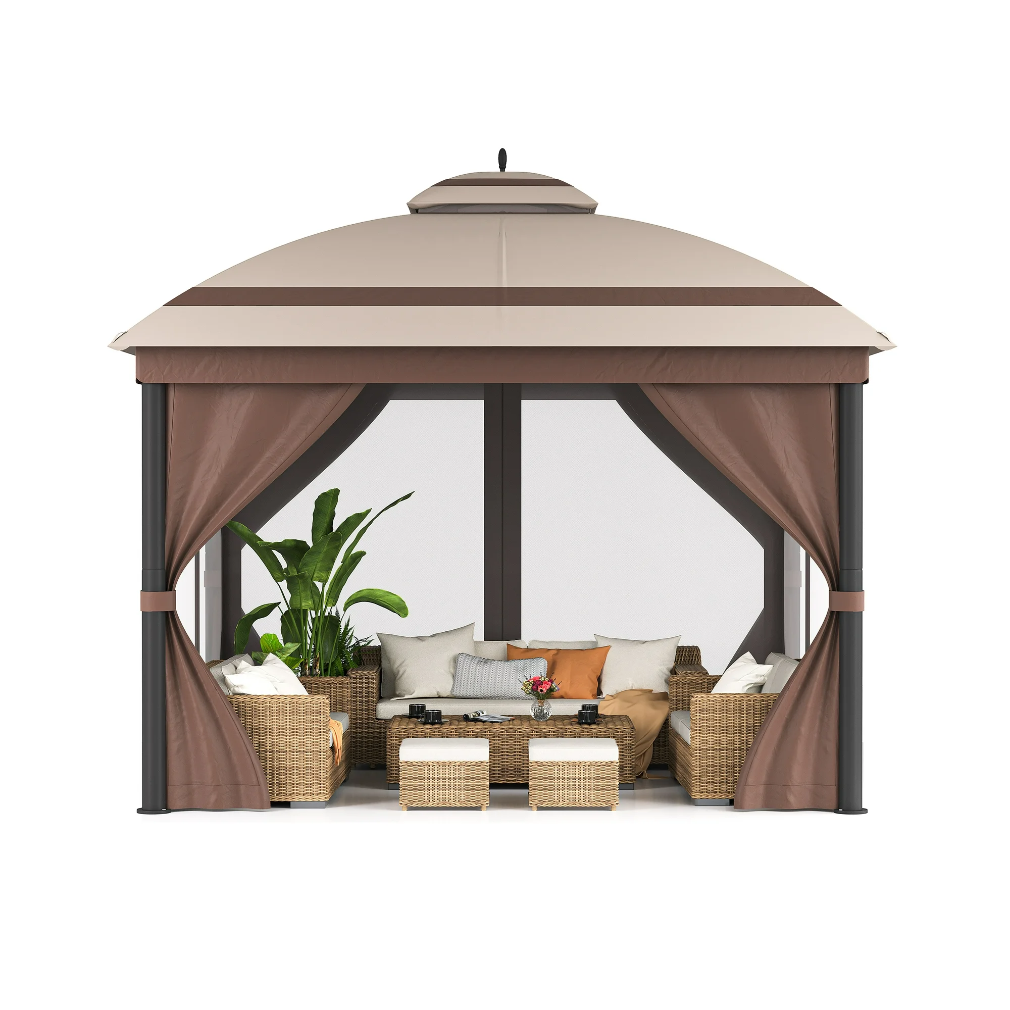 Outdoor Gazebo, Patio Gazebo with Mosquito Netting, Double Roof Design, Pop-Up Instant Gazebo Tent, Outdoor Canopy Shelter for Shade and Rain for Lawn, Garden, Backyard & Deck