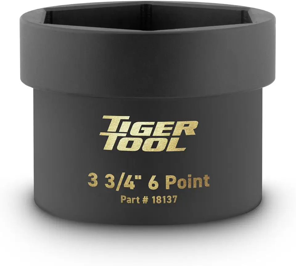 Tiger Tool 3-3/4 Inch 6-Point Axle Nut Socket for Commercial Trucks, Compatible with Class 6 – 8 Semi Trucks, Heavy Duty Transportation Trucks and Equipment, 18137