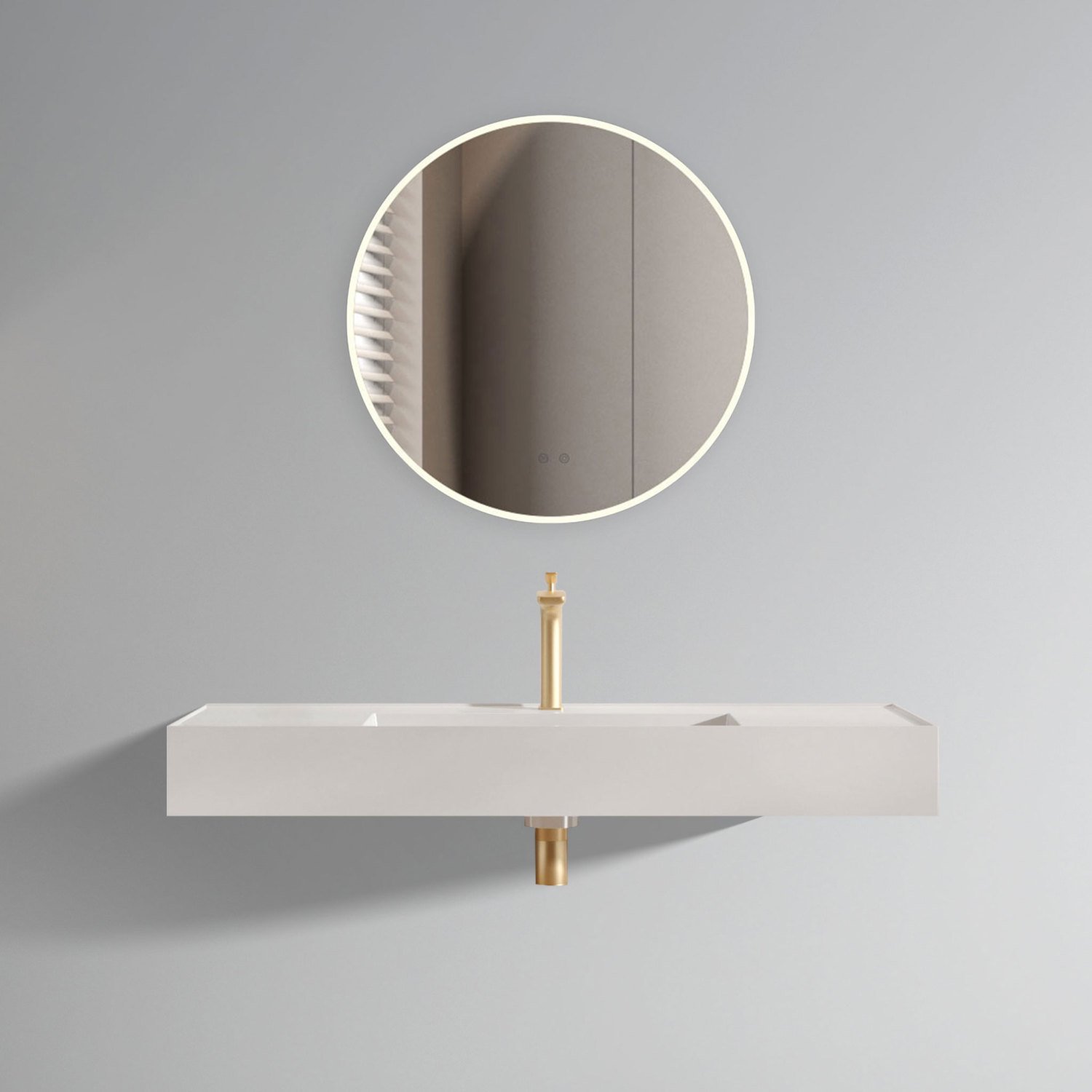 Integrated White Glossy Solid Surface Basin with Pre-Drilled Faucet Hole - Modern and Sleek Design  Spacious and Easy to Clean - Excludes Faucet and Drain Assembly - Model BB0648Y101