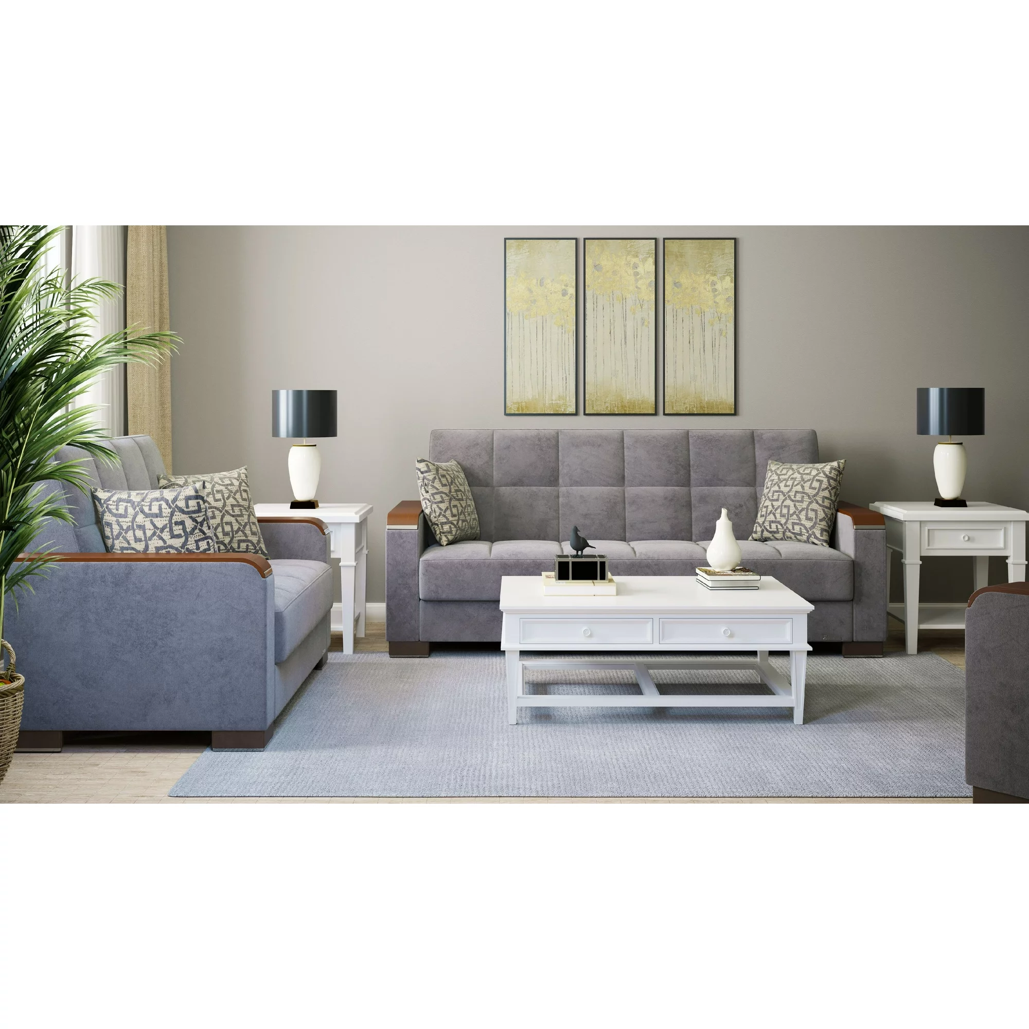 Ottomanson Origins X Sleeper Loveseat, Gray Microfiber Fabric