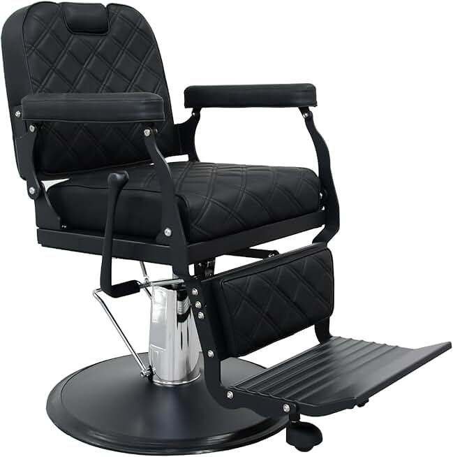 Heavy Duty Vintage Barber Chair，Hydraulic Salon Chair with Headrest for Hairdressers Heavy Tattoo Shampoo Beauty Salon Equipment(BLACK)