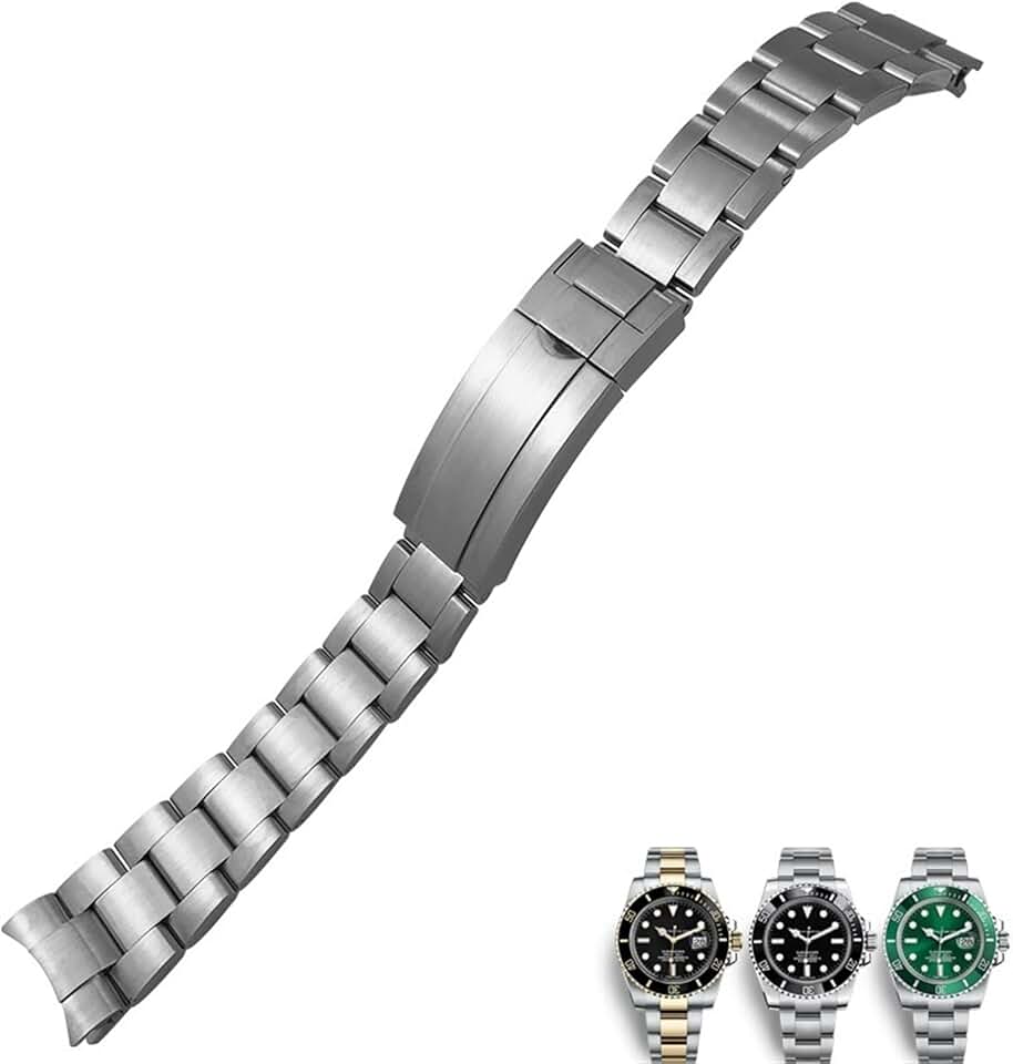 20mm 904L Stainless Steel Glide Folding Buckle Watch Band for Rolex Submariner OYSTERFLEX GMT Watch Strap Bracelet