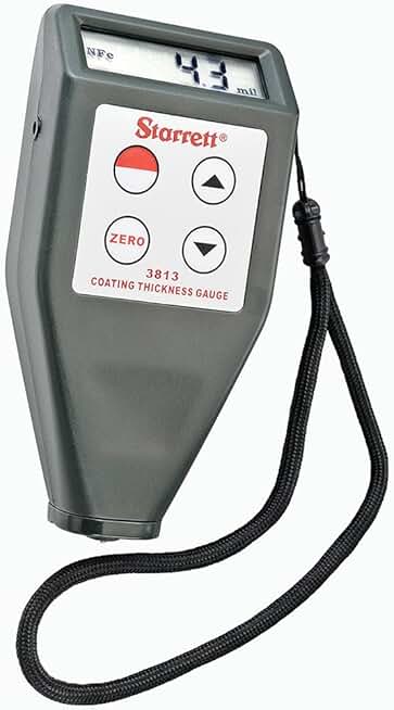 Starrett 3813 Coating Thickness Gage with steel and Aluminum Substrate Samples, 4 Calibrated Samples with Case