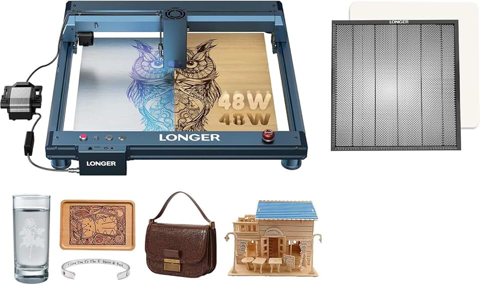 Longer Laser B1 Laser Engraver with Auto Air Assist, 48W Output Laser Cutter+19.7