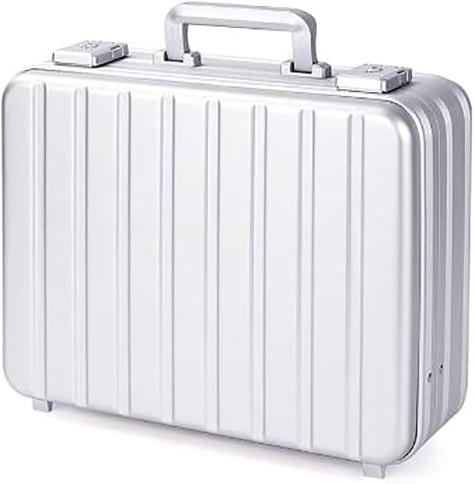 Silver Aluminum Attache Case Padded Laptop Briefcase Combo TSA Lock Hard Sided Money Suitcase with Foam