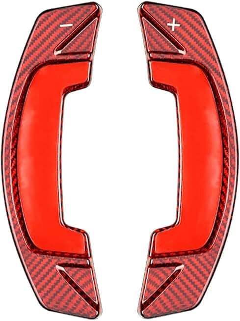 2Pcs Real Carbon Fiber Car Steering Wheel Shift Paddle Compatible with Land Rover Range Compatible with Rover Evoque Paddle Shifter Extension(Red)