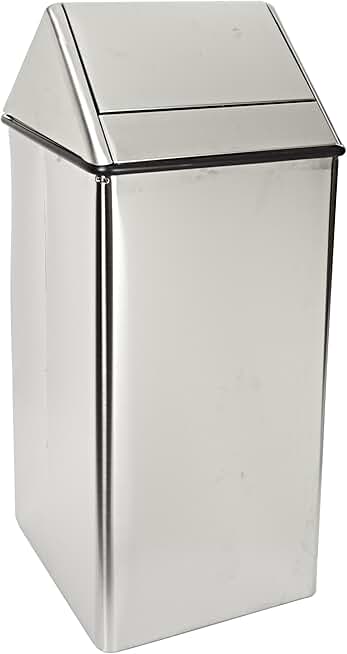 Witt Industries 1511HTSS Stainless Steel 36-Gallon Waste Watcher Hamper and Swing Top Receptacle, Square, 19
