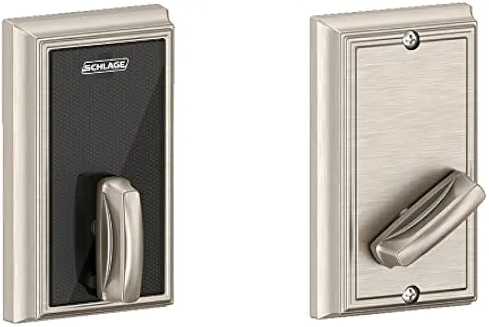 Schlage Residential BE467FADD619 Addison Control Keyless Smart Fire Rated Deadbolt with 12398 Latch and 10116 Strike Satin Nickel Finish