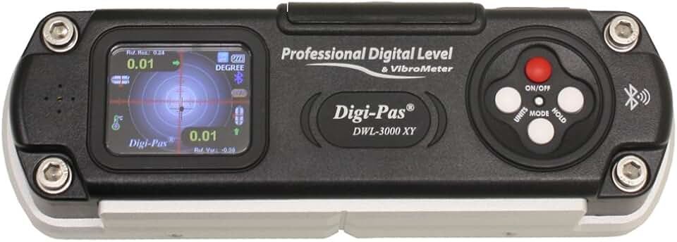 Digi-Pas DWL3000XY-B 2-Axis Digital Machinist Level & Inclinometer with BLUETOOTH & PRO Software, 0.002”/ft (0.2mm/M) 6 Inch , Black