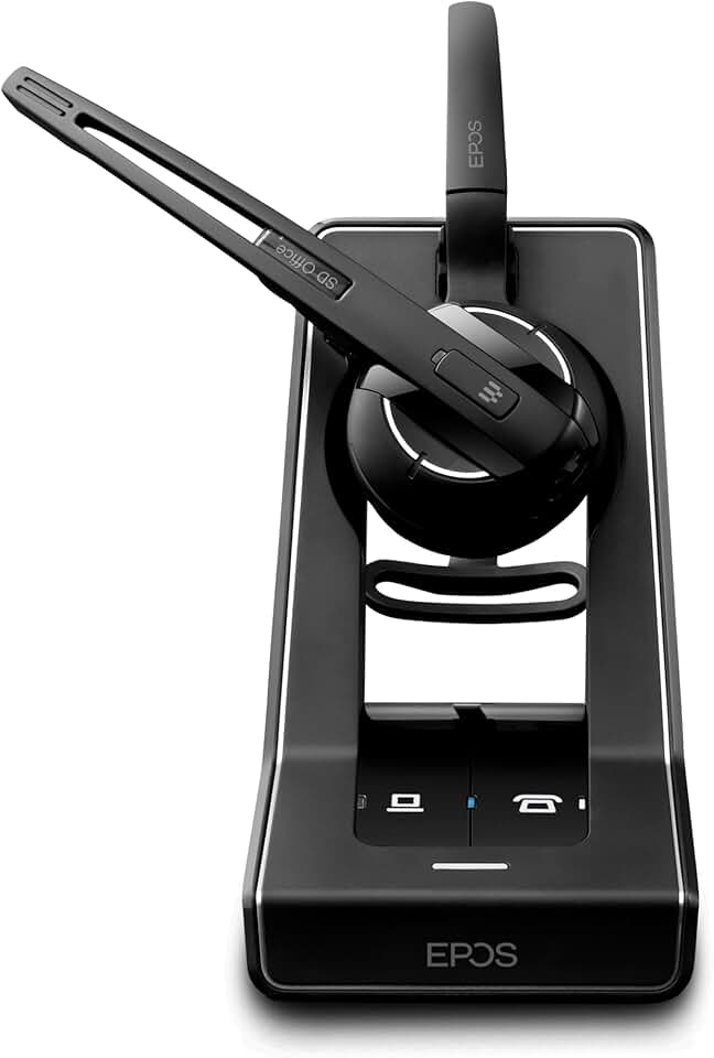 Sennheiser SD Office ML (506009) - Single-Sided DECT Wireless Headset for Desk Phone and Skype for Business Connection, Noise-Cancelling Microphone, Multiple Wearing Styles (Black)
