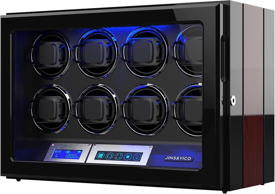 Watch Winder, Adjustable [Upgraded] Watch Pillows, 8 Winding Spaces Watch Winders for Automatic Watches, Built-in Illumination
