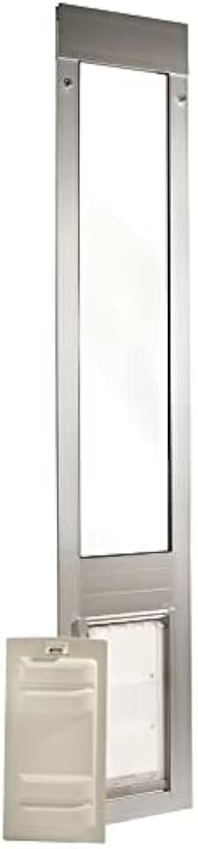 Endura Flap Thermo Panel Pet Door for Sliding Glass Doors | Heavy-Duty Aluminum Frame with Secure Locking Cover | Energy Efficient & Easy Install | Silver, Medium Flap, 74.75