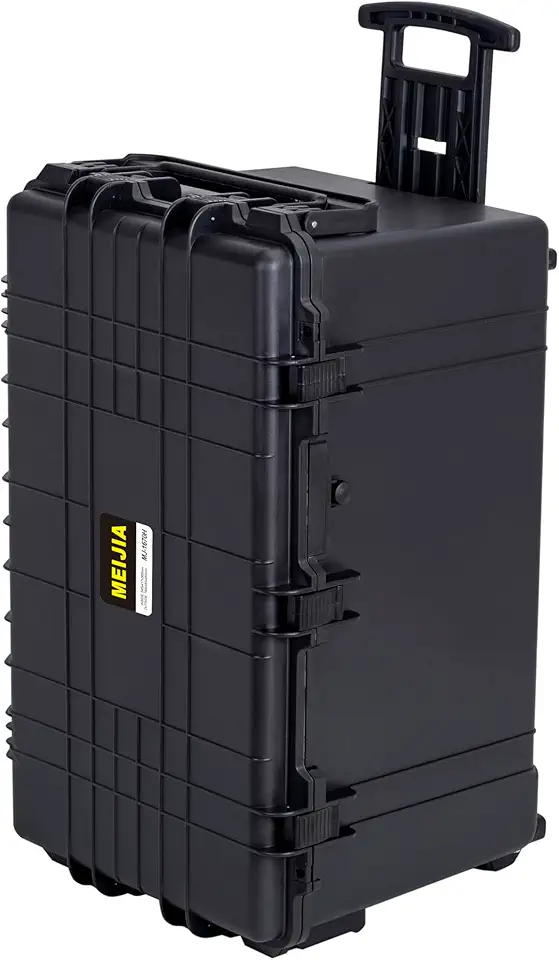 MEIJIA Portable Rolling Waterproof Protective Case,Hard Compact Case With Retractable Pull Handle And Wheels,Customizable Fit Foam Inserted,Elegant Black, 31.02