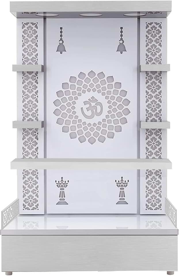 Wooden Temple Wall Hanging & Table Top Mandir With White LED Light Puja Mandir For Home & Office Decor (DESIGN 34 B) (48 X 30 X 16 INCH)