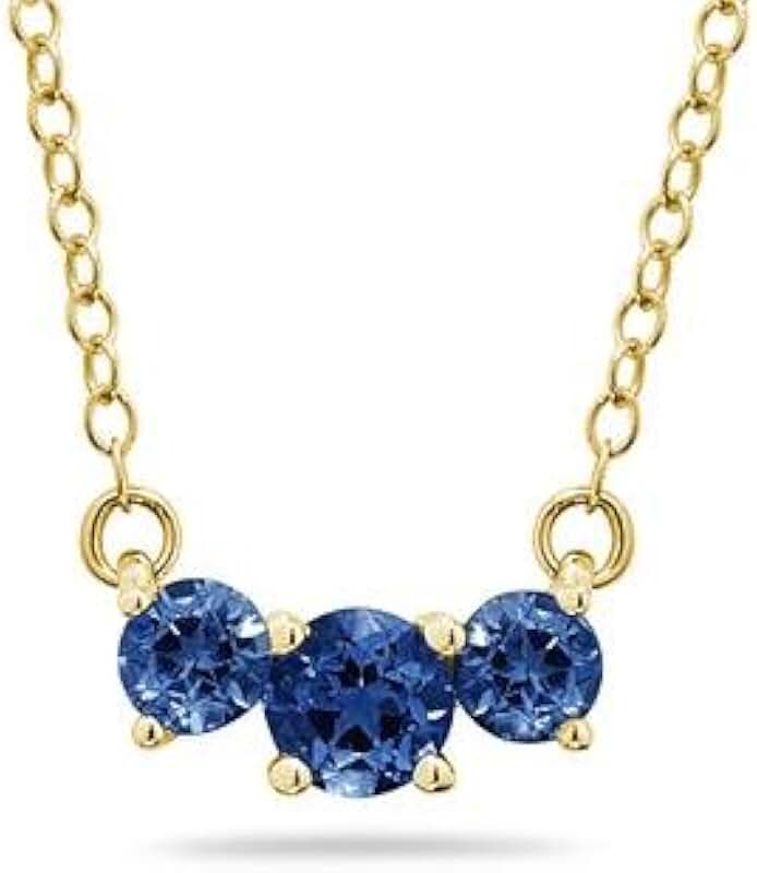 1 Carat TW Genuine Gemstone Three Stone Pendant Necklace 14K Yellow Gold (Ruby, Emerald and Sapphire)