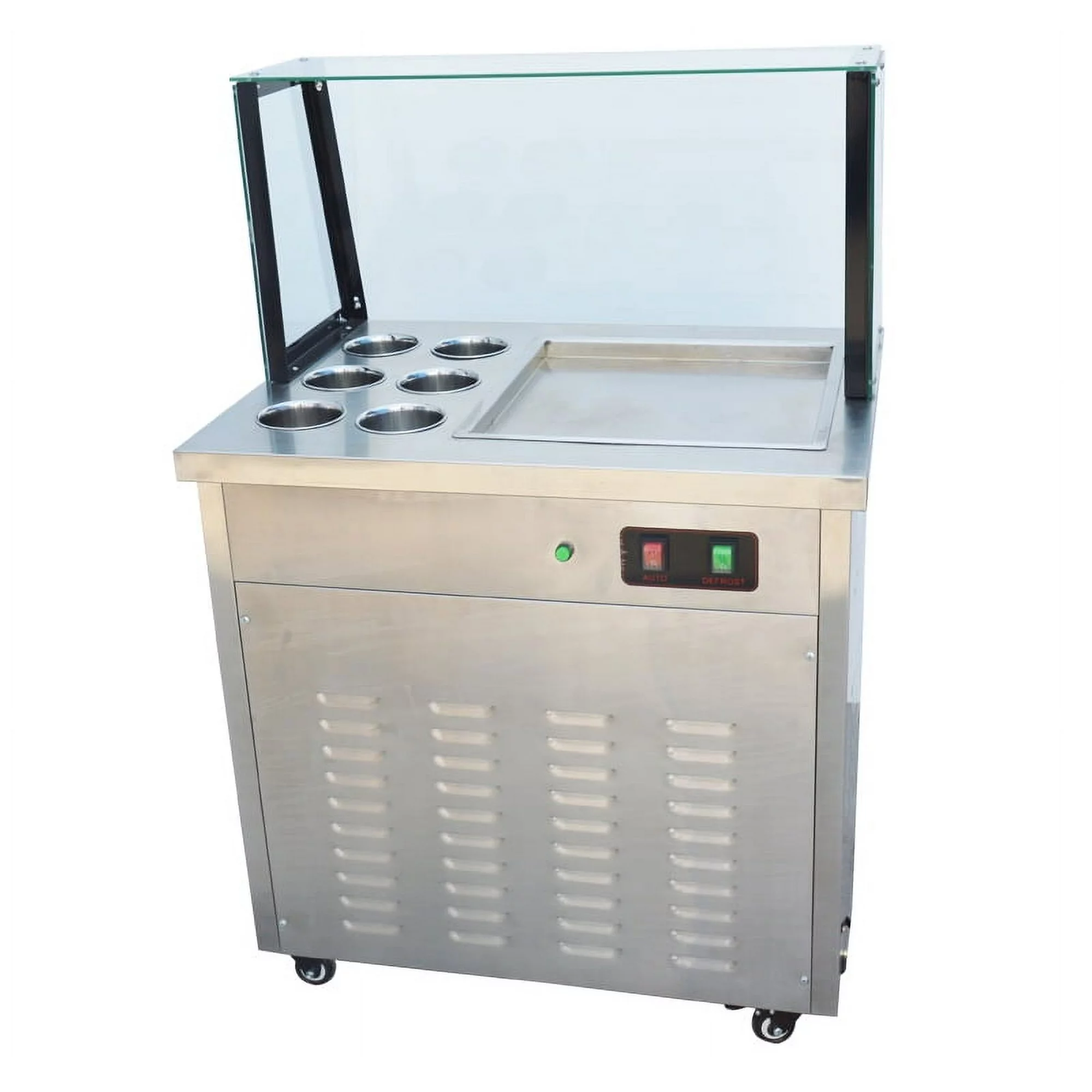 INTSUPERMAI Commercial Ice Cream Maker Fried Ice Cream Yoghurt Machine Dessert Maker with Dust Cover