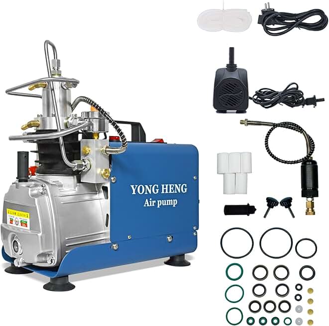 YONGHENG 4500Psi/300Bar Pcp Air Compressor, Air Rifle High Pressure Air Compressor Pump for Scuba Rifle, Filling Air Rifle Filling Blue