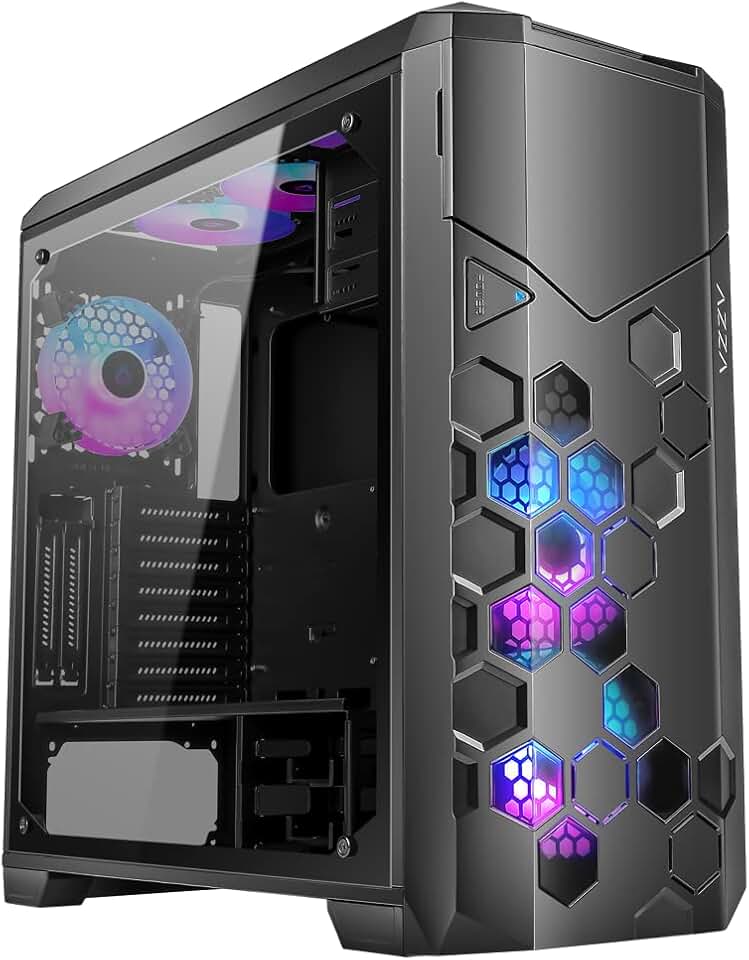 Azza Storm 6000B ARGB Tower Case, Black, Tempered Glass