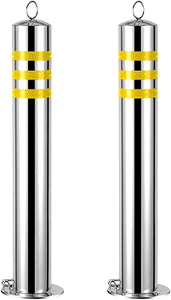 Parking Bollards for Driveway, Reflective Bollards for Driveway, 2PCS Stainless Steel Parking Bollards Removable (Size : 650 * 89mm/25.5 * 3.5in)