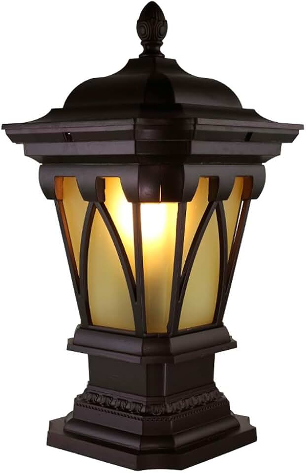 GUOCC Creative Aluminum Waterproof Dustproof Outdoor Pedestal Light Glass Lamp Cover Metal Post Light Park Patio Villa Decor Pillar Lights Column Railing Lamp Exterior Post Lights Street Light E27 Lig