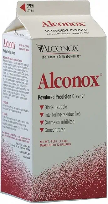 Alconox 1104-1 General Purpose Lab Glassware and General Facility Cleaning Powdered Detergent, 4 lbs. Container, Pack of 9