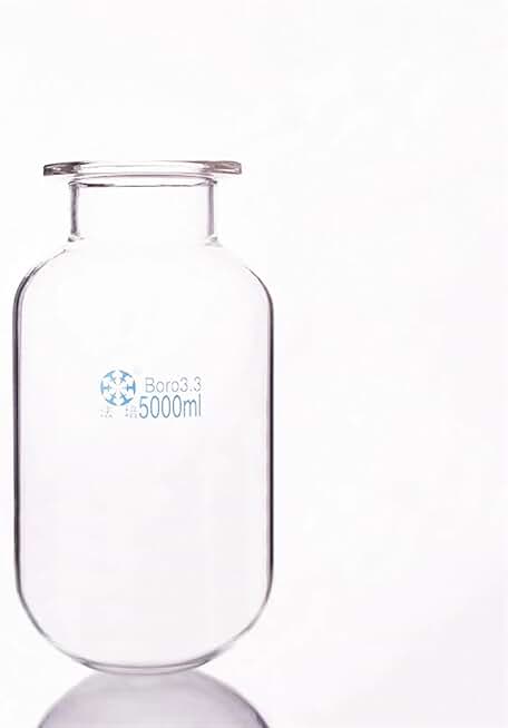 Lab Flask Single-layer cylindrical round bottom open reactor bottle,Capacity 5000ml,150mm flange outer diameter,Reagent bottle