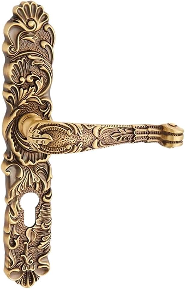 Vintage Full Copper Gold Color Bedroom Door Lock Villa Wooden Door Latch(white-Patch five-pointed star4)