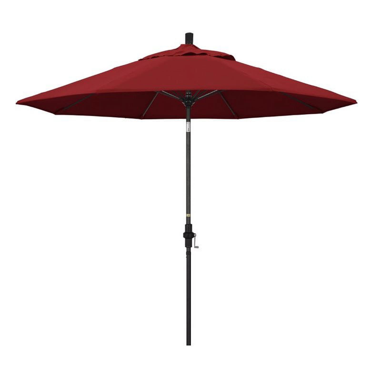 Pemberly Row Skye 9' Black Patio Umbrella in Olefin Red