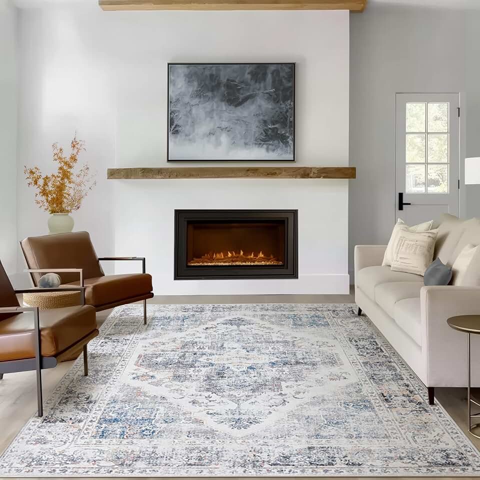 jinchan Area Rug Extra Large 9x12 Grey Indoor Ultra-Thin Rugs for Living Room, Washable Rugs Non-Slip Modern Nursery Faux Fur Rugs for Bedroom Dining Room Office Home Decor