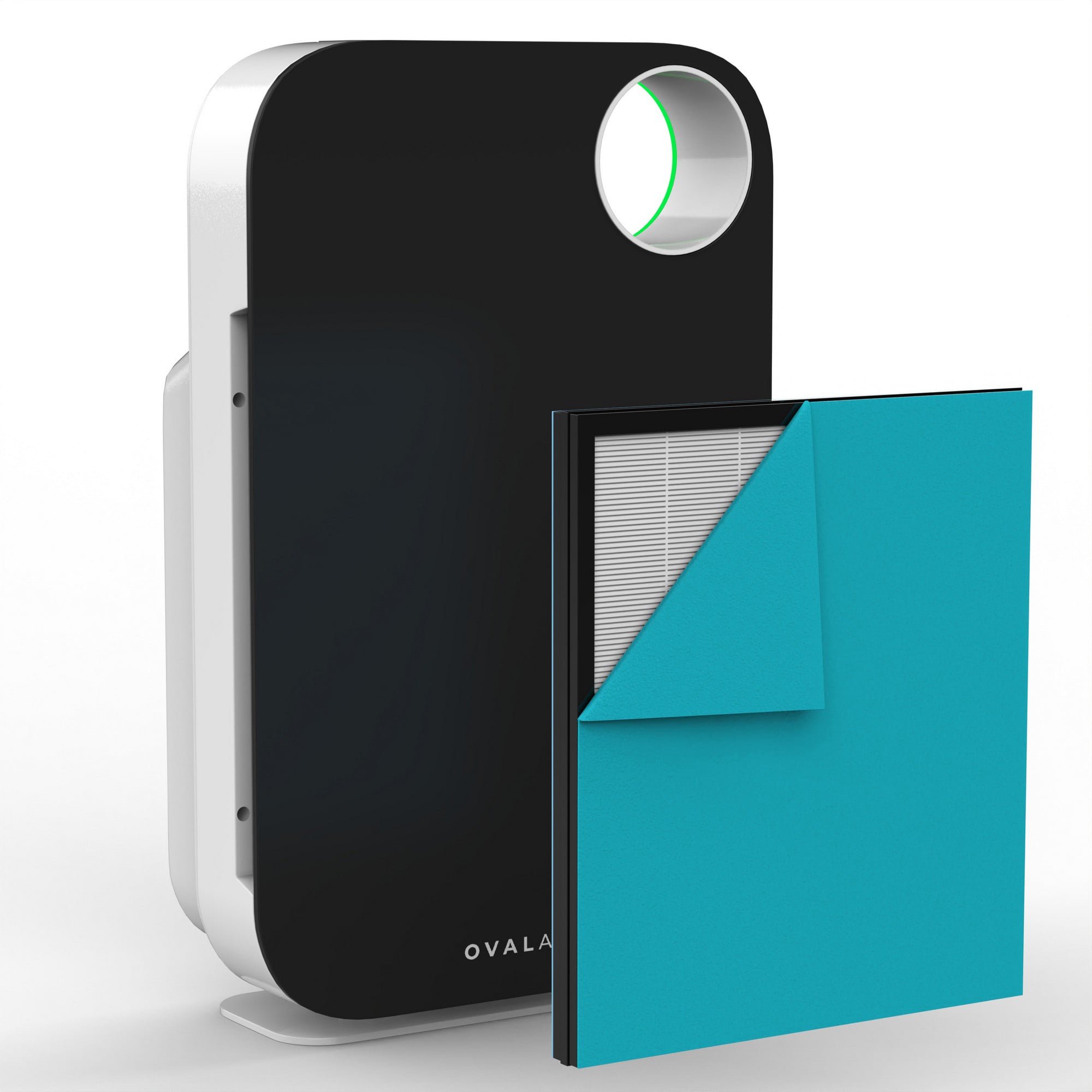 OVAL AIR 3-Stage H13 True HEPA 5-in-1 Air Purifier for Rooms up to 600 sq. ft. reduces Allergies, Asthma, Pets, Odor, Smoke, Deco Jet Black