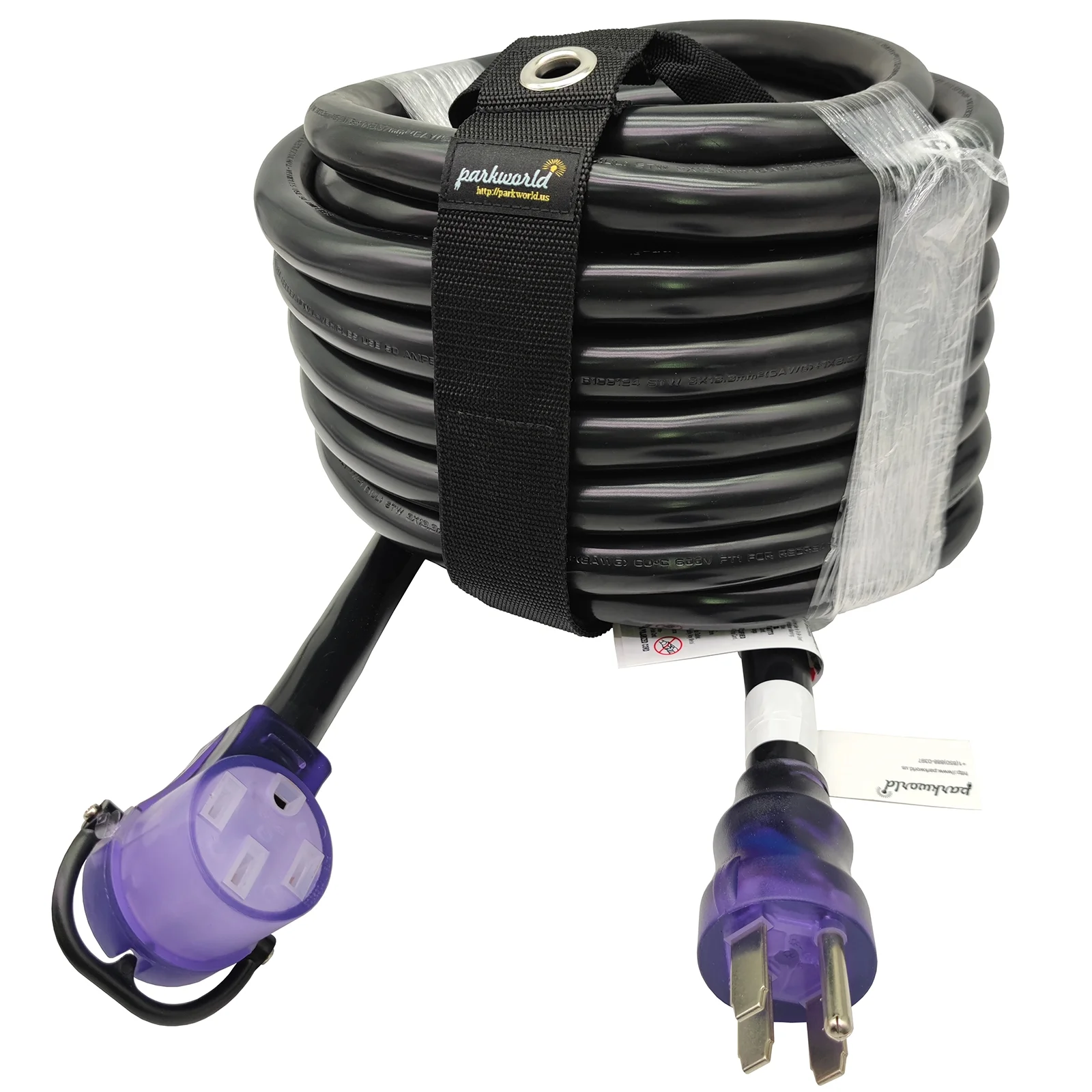 Parkworld 63401 RV 50A Extension Cord, NEMA 14-50 Extension Cord, NEMA 14-50P to 14-50R Straight Plug for Generator (50FT)