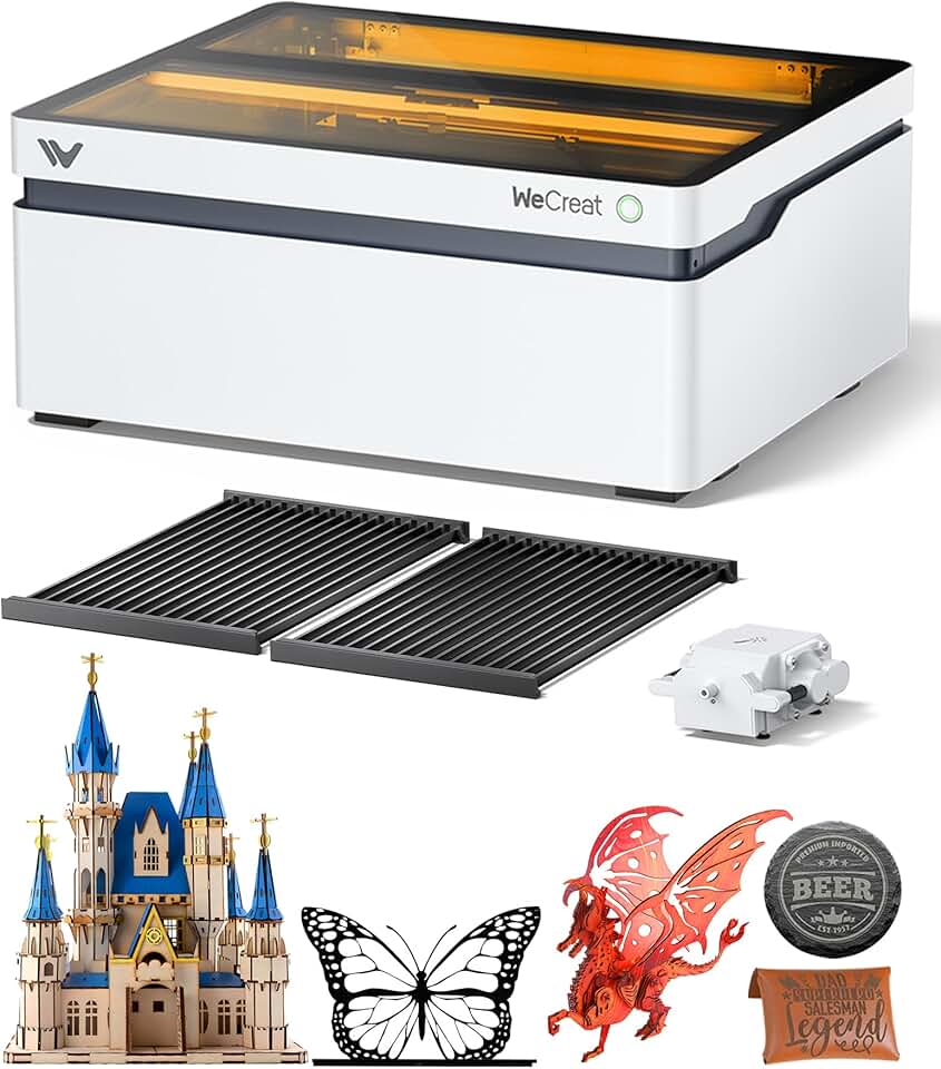 WECREAT Laser Engraver with Air Assist, 20W(20,000mW) Desktop Diode Laser Engraver and Cutter with Auto-Lifting Enclosure for Wood Acrylic Metal Leather DIY
