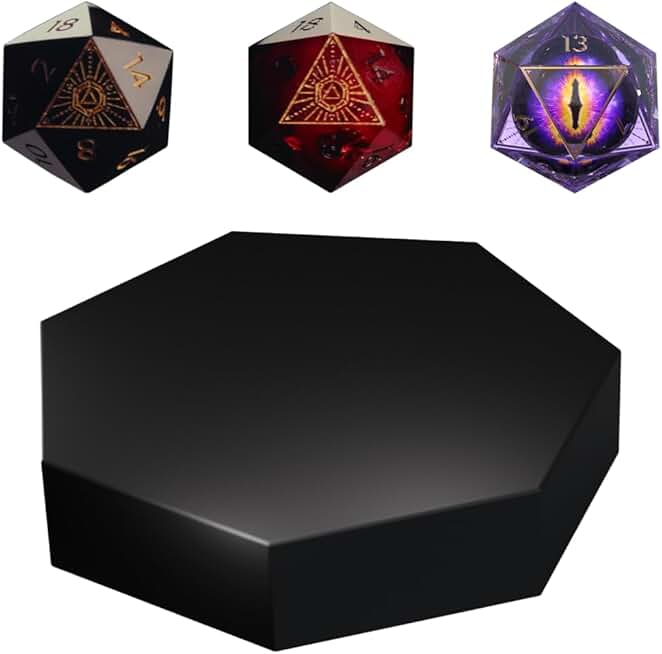Ascendice - Floating Dice for D&D (All 3 Dice & A Matte Black Base)