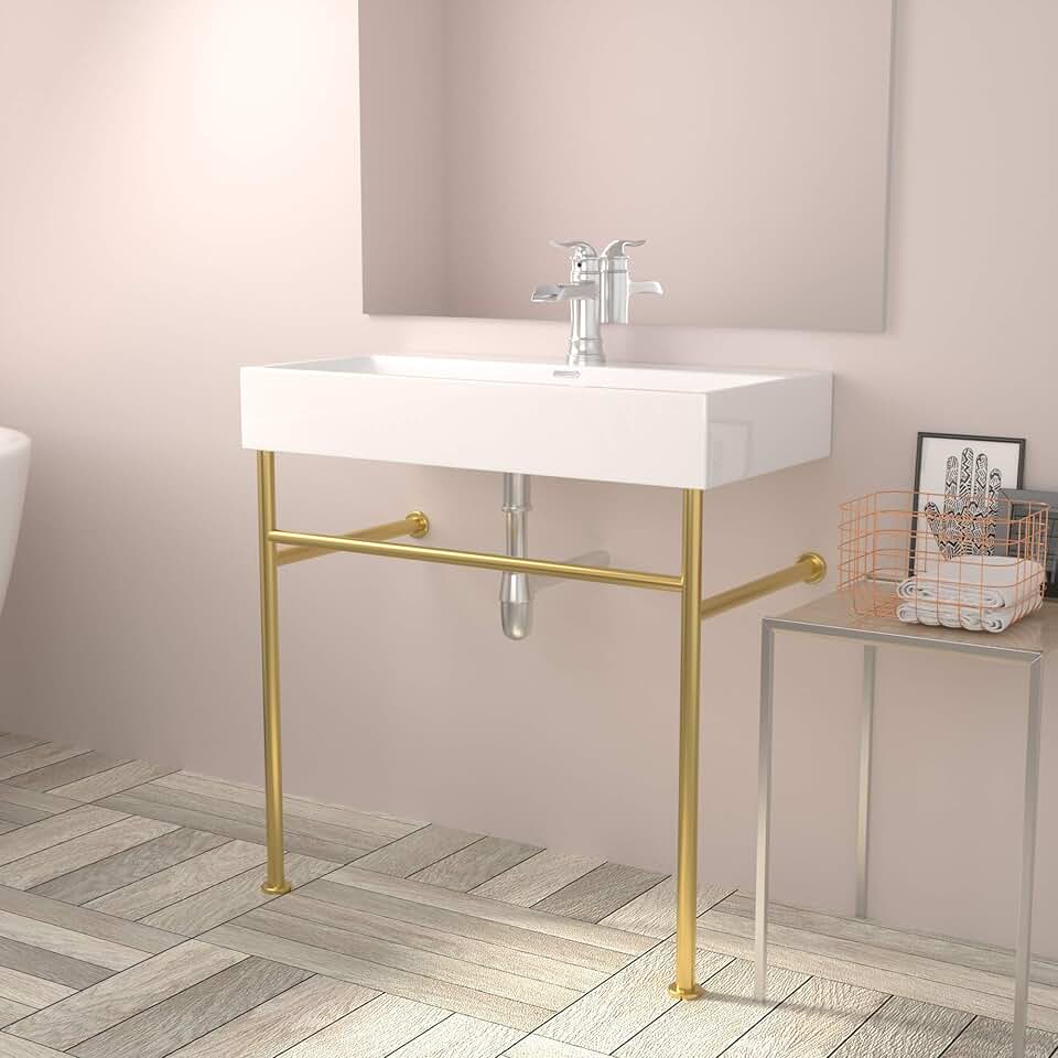 Lordear Bathroom Sink Ceramic Console Sink- 32