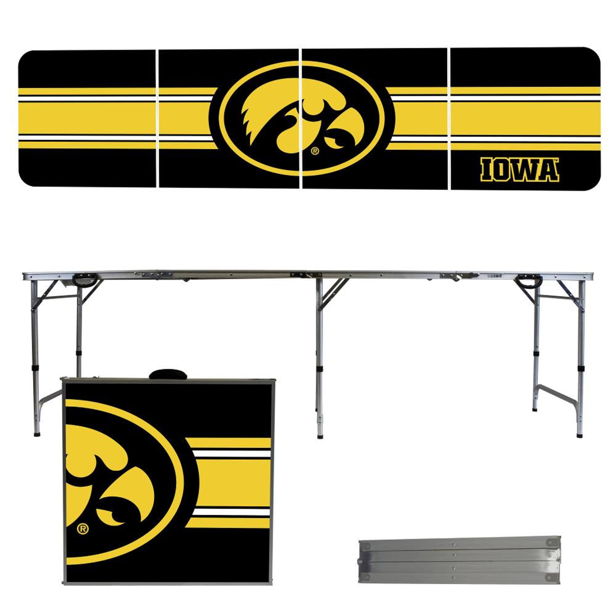Iowa Hawkeyes Striped Design 8' Portable Folding Tailgate Table