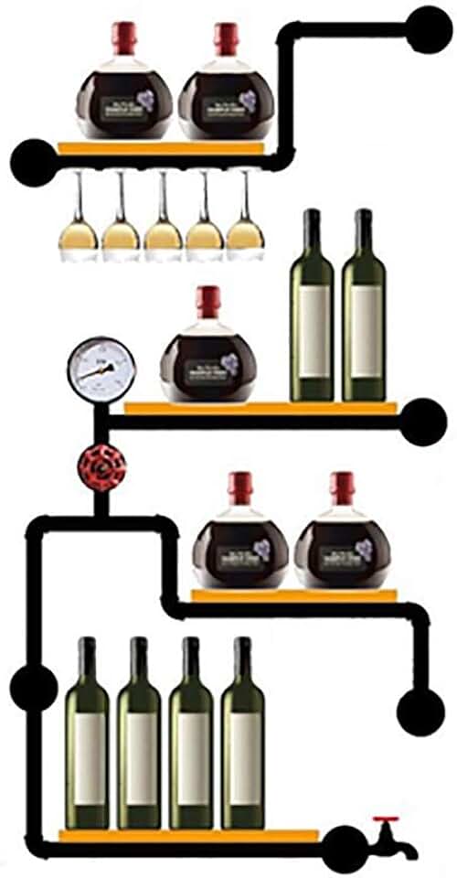 Wine Rack Loft Vintage Industrial Wind Rack Wrought Iron Wood Hose Rack Wall-Mounted Wine Rack Cup Holder Glassware Rack Wine Cooler 75 * 20 * 145cm