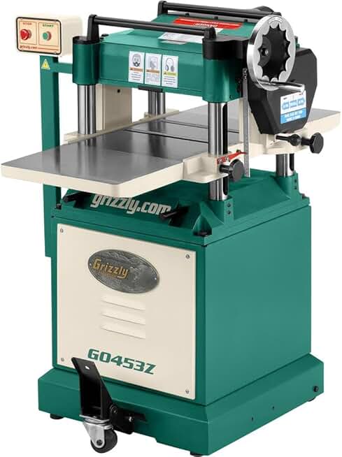 Grizzly G0453Z Planer with Spiral Cutterhead, 15-Inch