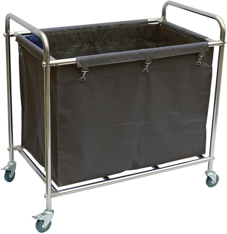 Trolley,Movable Hand Trucks Storage,Multi Function Storage Cart,Kitchen Movable Trolleys, Beauty Salon Trolley,Heavy Duty Rolling Laundry Cart,Cart with Demolish Fabric Bags/Grey/Large, Gray