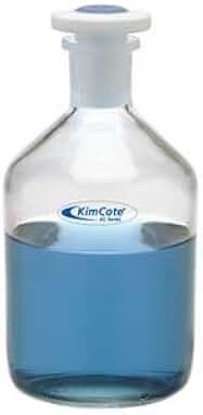 KC15097-250 Plastic Safety Coated Narrow Mouth Solution Bottle with Grey Color Coded PTFE ST Flathead Stopper, 250ml Capacity (Case of 6)