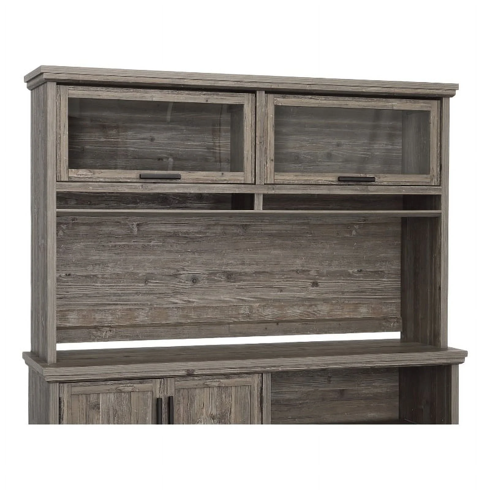 Pemberly Row Modern Engineered Wood Hutch in Pebble Pine / Brown