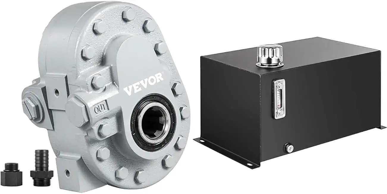 Bestauto Hydraulic Pump 21.2GPM Hydraulic Motor 540RPM Log Splitter 2250PSI & VEVOR Hydraulic Fluid Tank 10 Gal Fuel Tank Heavy Duty Hydraulic Steel Tank Reservoir, Gasoline Transfer