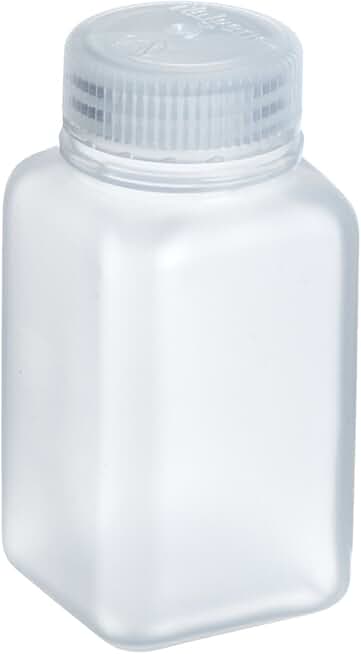 Nalgene 2110-0032 Polypropylene Copolymer Wide Mouth Square Bottles with Polypropylene Screw Closures, 1000ml Capacity (Case of 24)