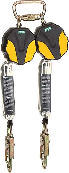 MSA 10157858 Workman Mini Twin-Leg ANSI-Certified Personal Fall Limiter with 36C Snap Hook, 6-Feet