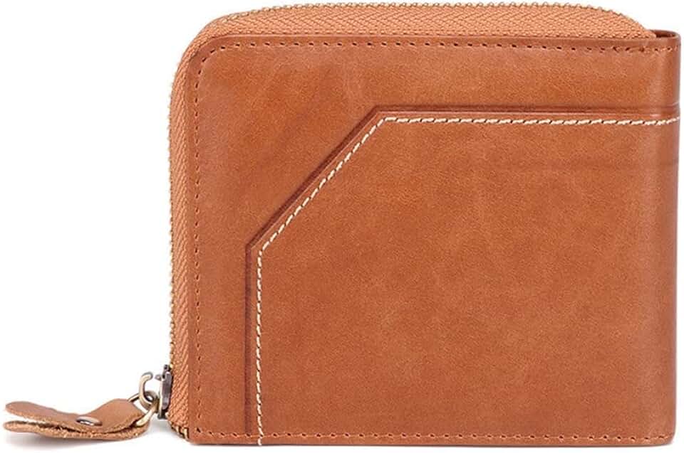 Anti-Magnetic Wallet Short Retro Business Wallet Large Capacity Wallet Zipper Wallet Men(D)